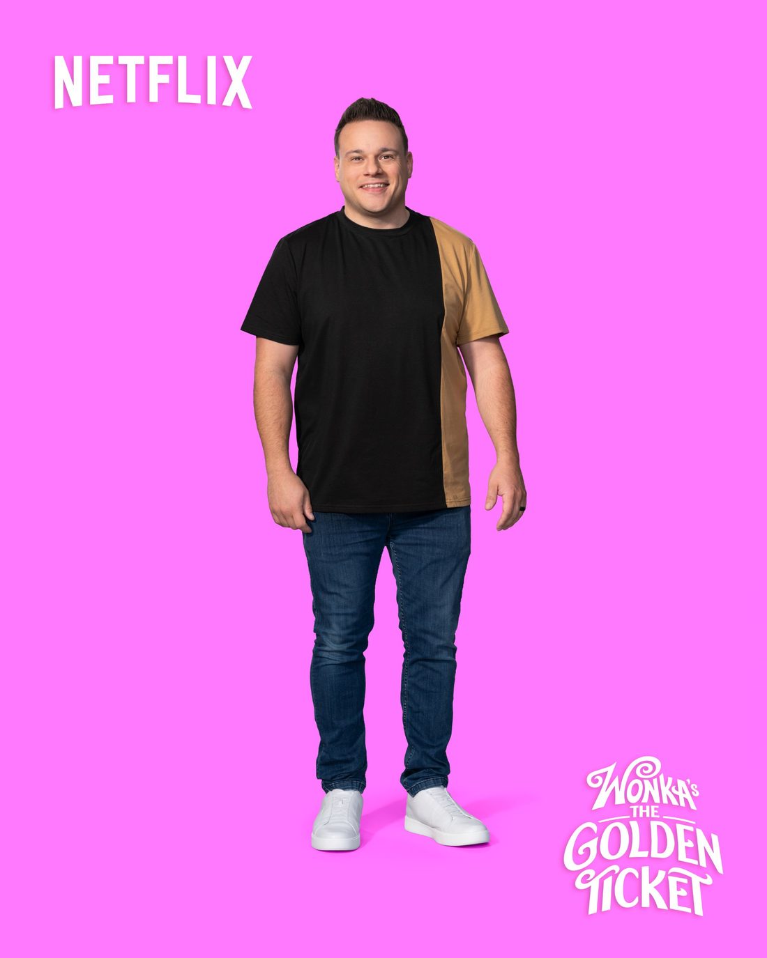Nick Spinelli's official cast portrait for Netflix's Wonka's The Golden Ticket