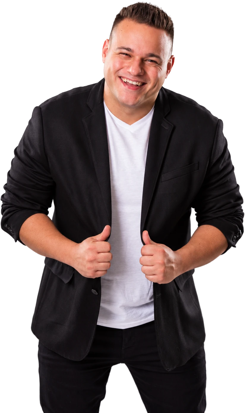 Nick Spinelli smiling in a black blazer and white T-shirt
